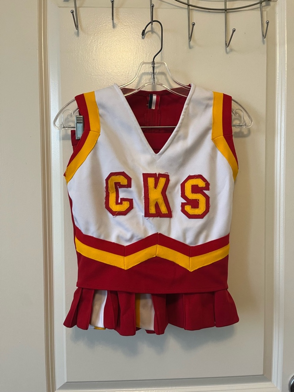 Handmade Red White & Yellow Cheerleading Uniform